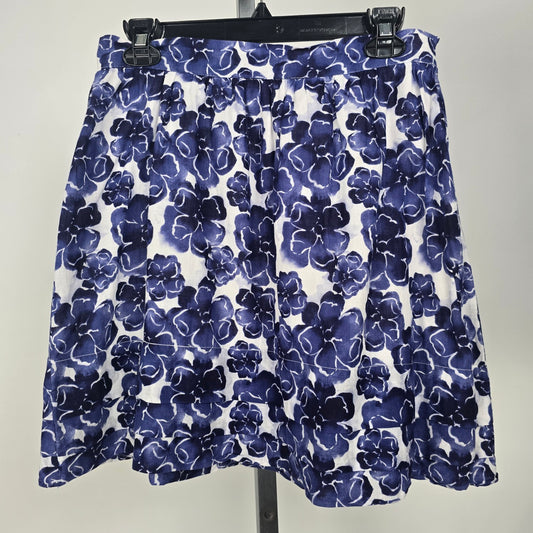 Pure Alfred Sung Cotton Blue Floral Mini Skirt Size 6