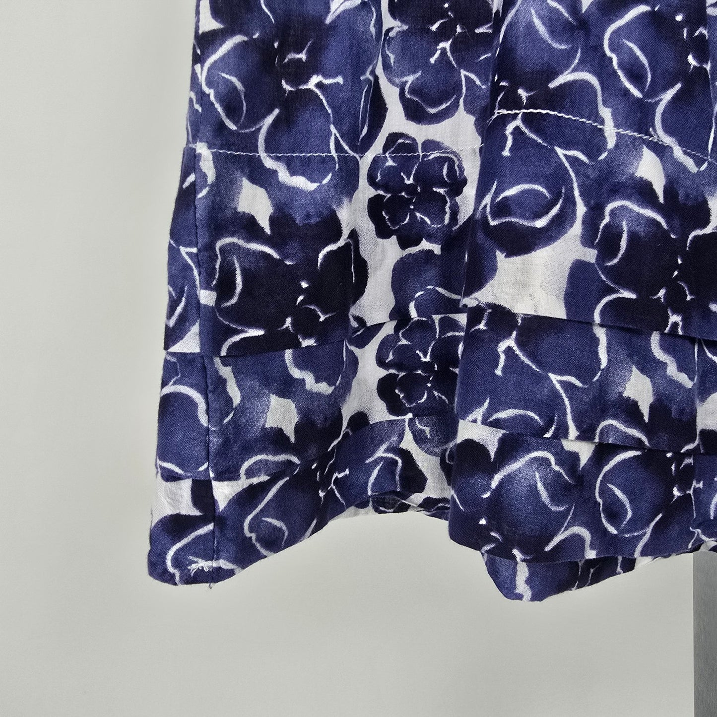 Pure Alfred Sung Cotton Blue Floral Mini Skirt Size 6