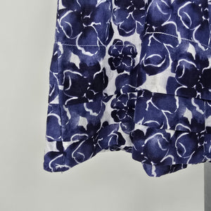 Pure Alfred Sung Cotton Blue Floral Mini Skirt Size 6