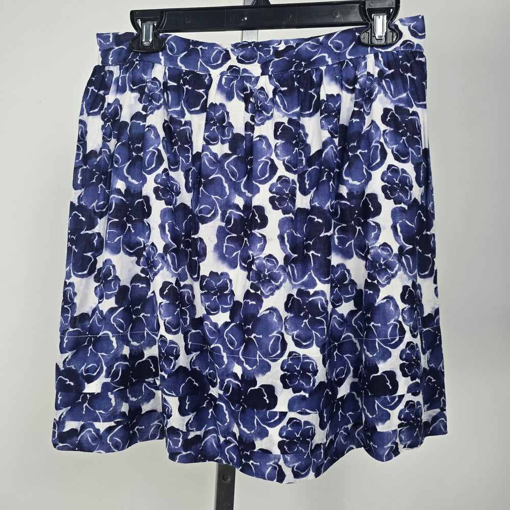 Pure Alfred Sung Cotton Blue Floral Mini Skirt Size 6