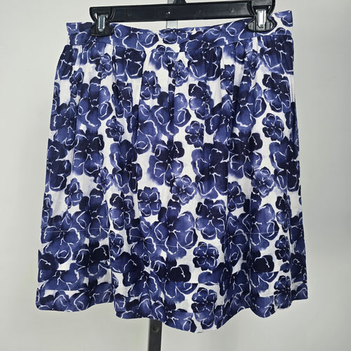 Pure Alfred Sung Cotton Blue Floral Mini Skirt Size 6