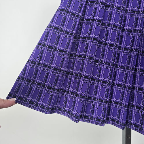 Vintage Tan Jay Purple Plaid Pleated Mini Skirt Size 8