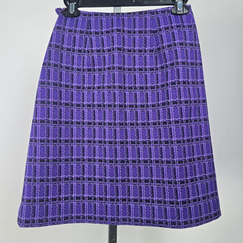 Vintage Tan Jay Purple Plaid Pleated Mini Skirt Size 8
