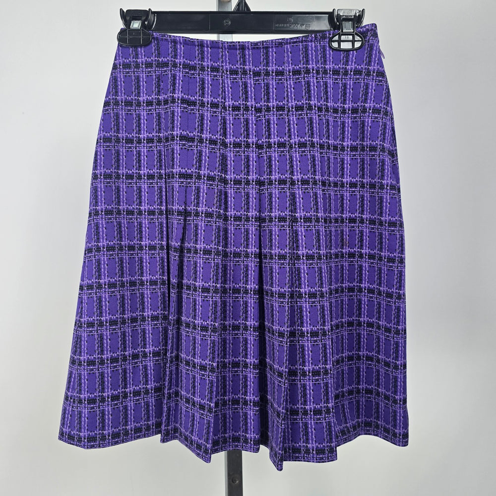Vintage Tan Jay Purple Plaid Pleated Mini Skirt Size 8