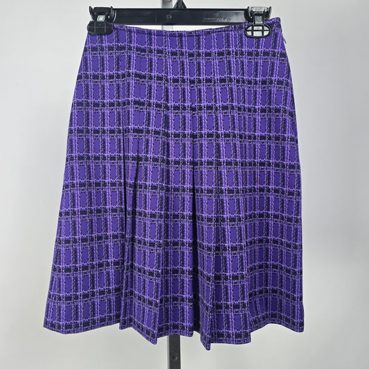 Vintage Tan Jay Purple Plaid Pleated Mini Skirt Size 8
