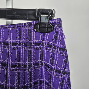 Vintage Tan Jay Purple Plaid Pleated Mini Skirt Size 8