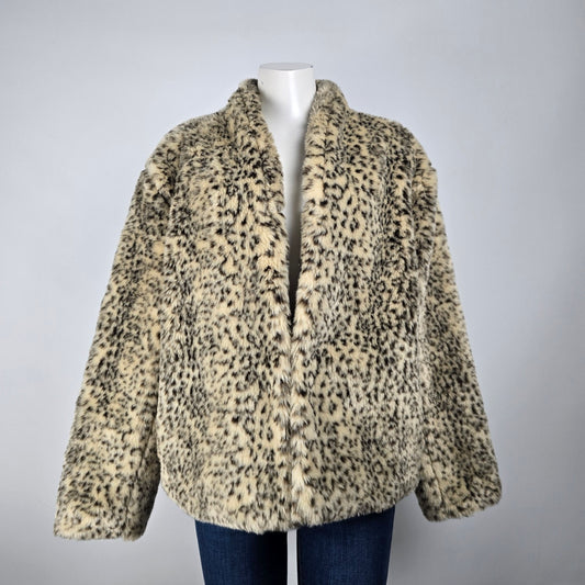 Banana Republic Animal Print Faux Fur Jacket Size XL