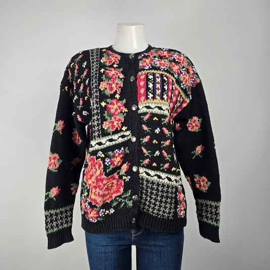 Vintage Portraits by Northern Isles Pink Floral Button Up Cardigan Size XL