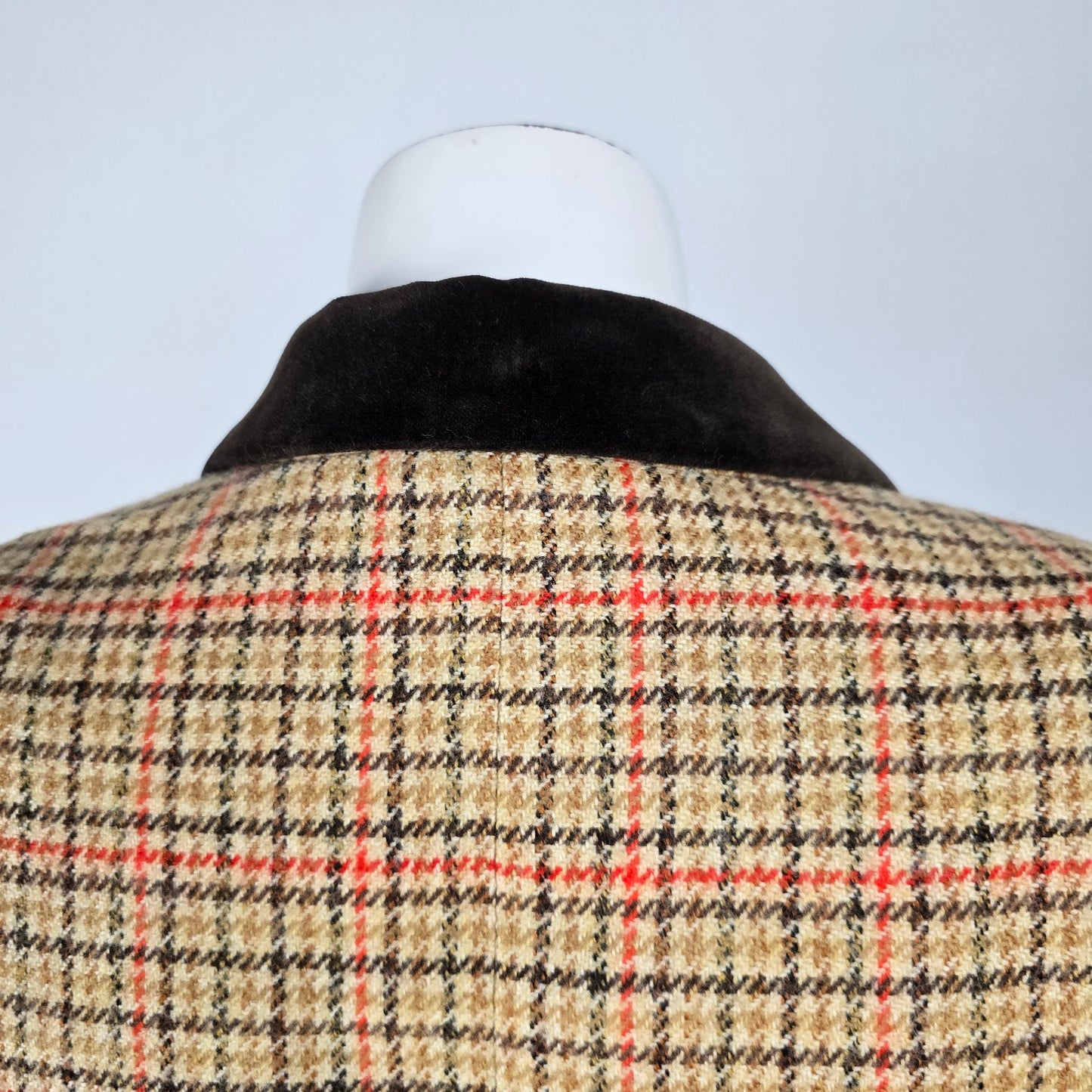 Vintage Jobis La Chic Brown Houndstooth Wool Cashmere Blazer Size 14