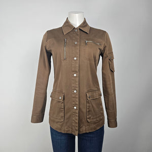 CYC Brown Cotton Snap Front Light Jacket Size 7/8