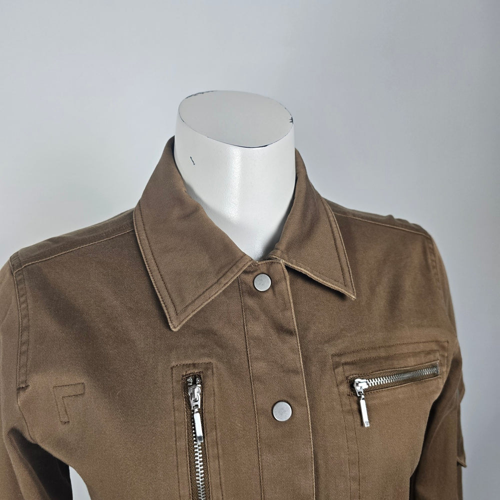CYC Brown Cotton Snap Front Light Jacket Size 7/8