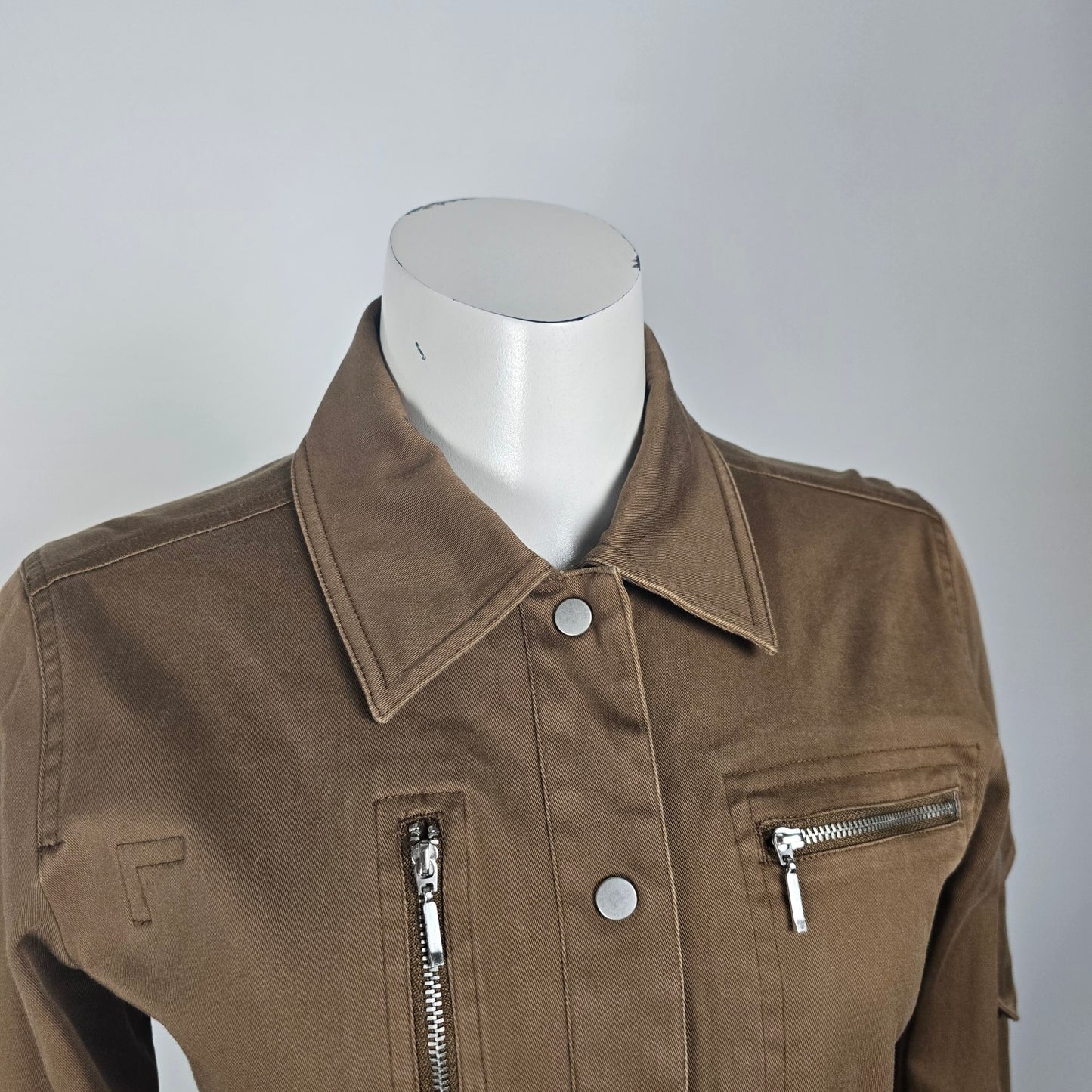 CYC Brown Cotton Snap Front Light Jacket Size 7/8
