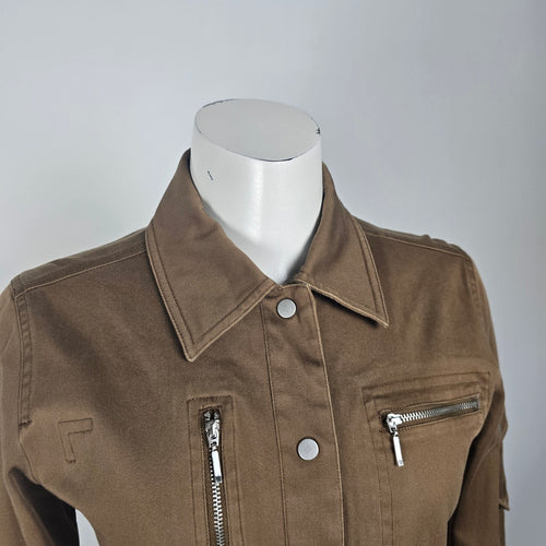 CYC Brown Cotton Snap Front Light Jacket Size 7/8