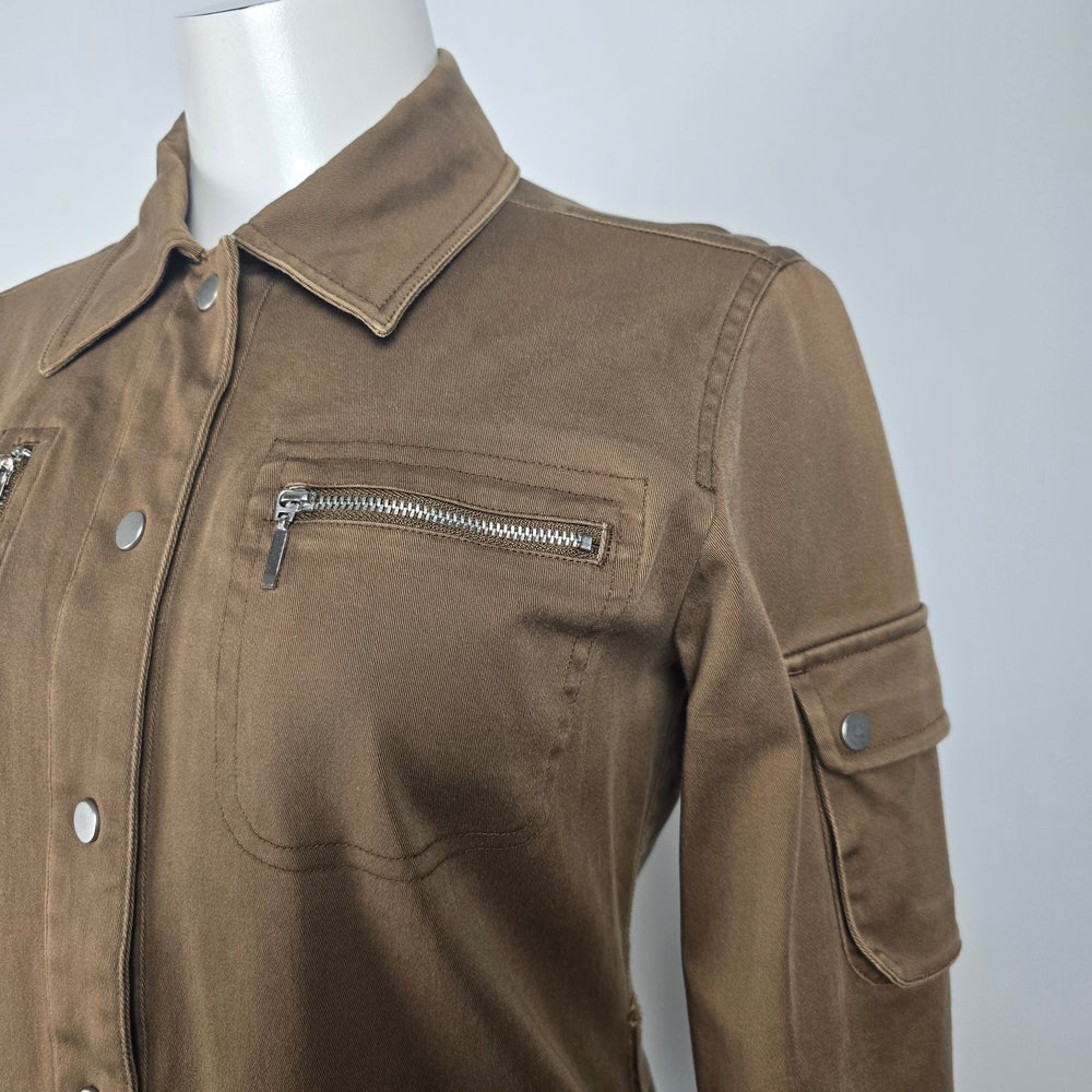 CYC Brown Cotton Snap Front Light Jacket Size 7/8