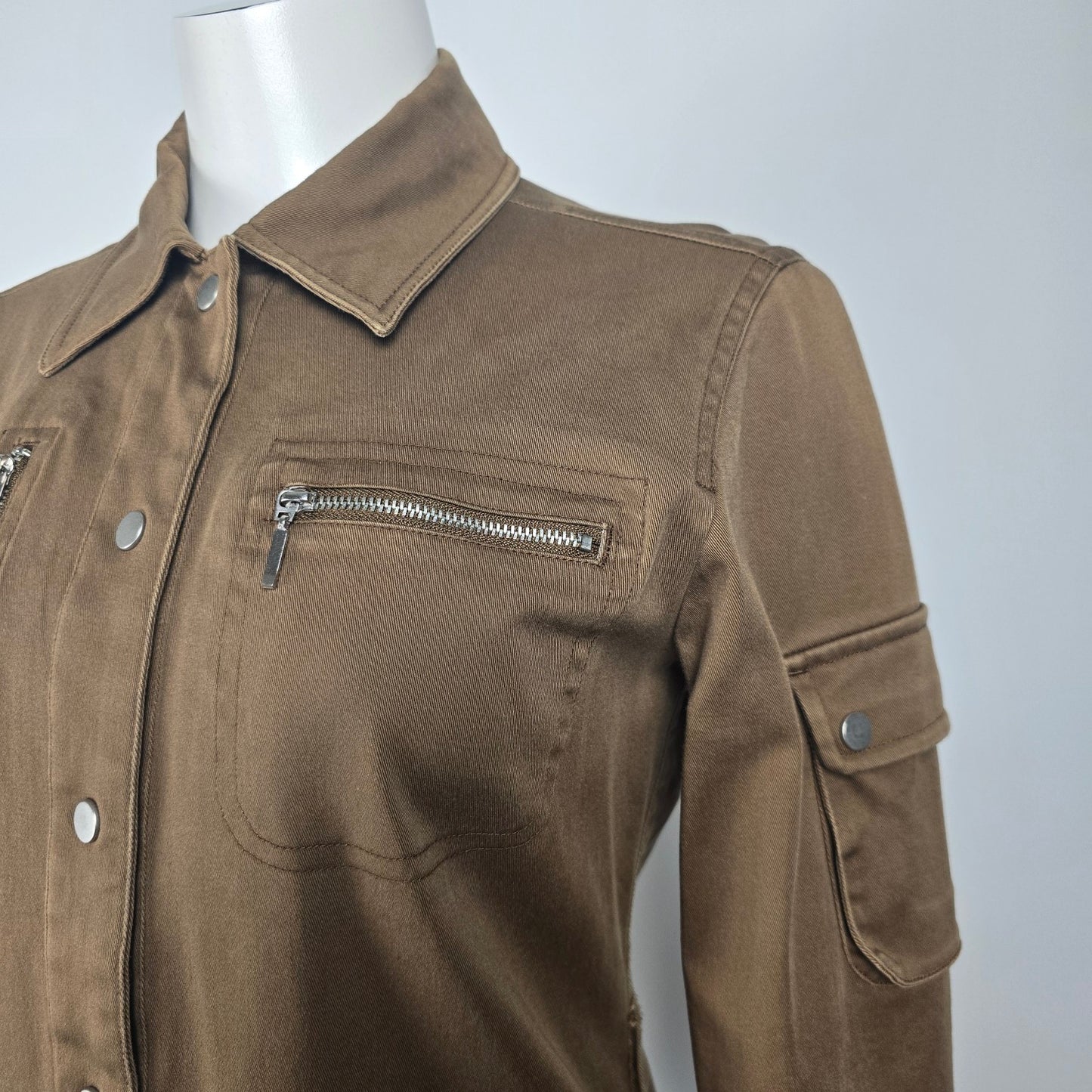 CYC Brown Cotton Snap Front Light Jacket Size 7/8