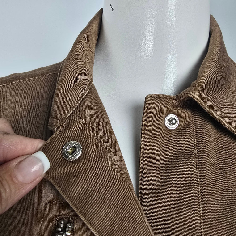 CYC Brown Cotton Snap Front Light Jacket Size 7/8