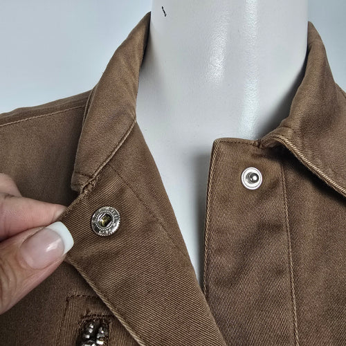 CYC Brown Cotton Snap Front Light Jacket Size 7/8
