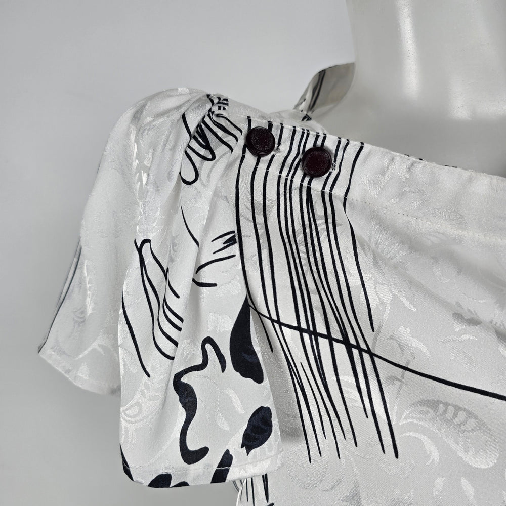 Vintage Irving Nadler Black & White Floral Top & Skirt Set Size XS