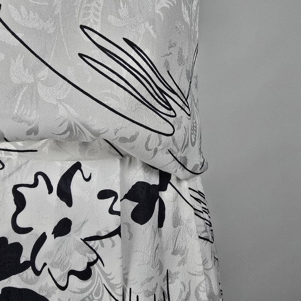Vintage Irving Nadler Black & White Floral Top & Skirt Set Size XS