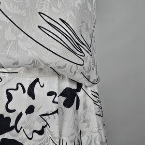 Vintage Irving Nadler Black & White Floral Top & Skirt Set Size XS