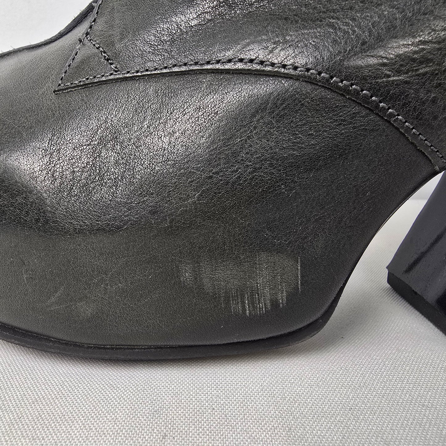 John Fluevog Grey Leather Prepare Compass Platform Lace-up Boots Size 10