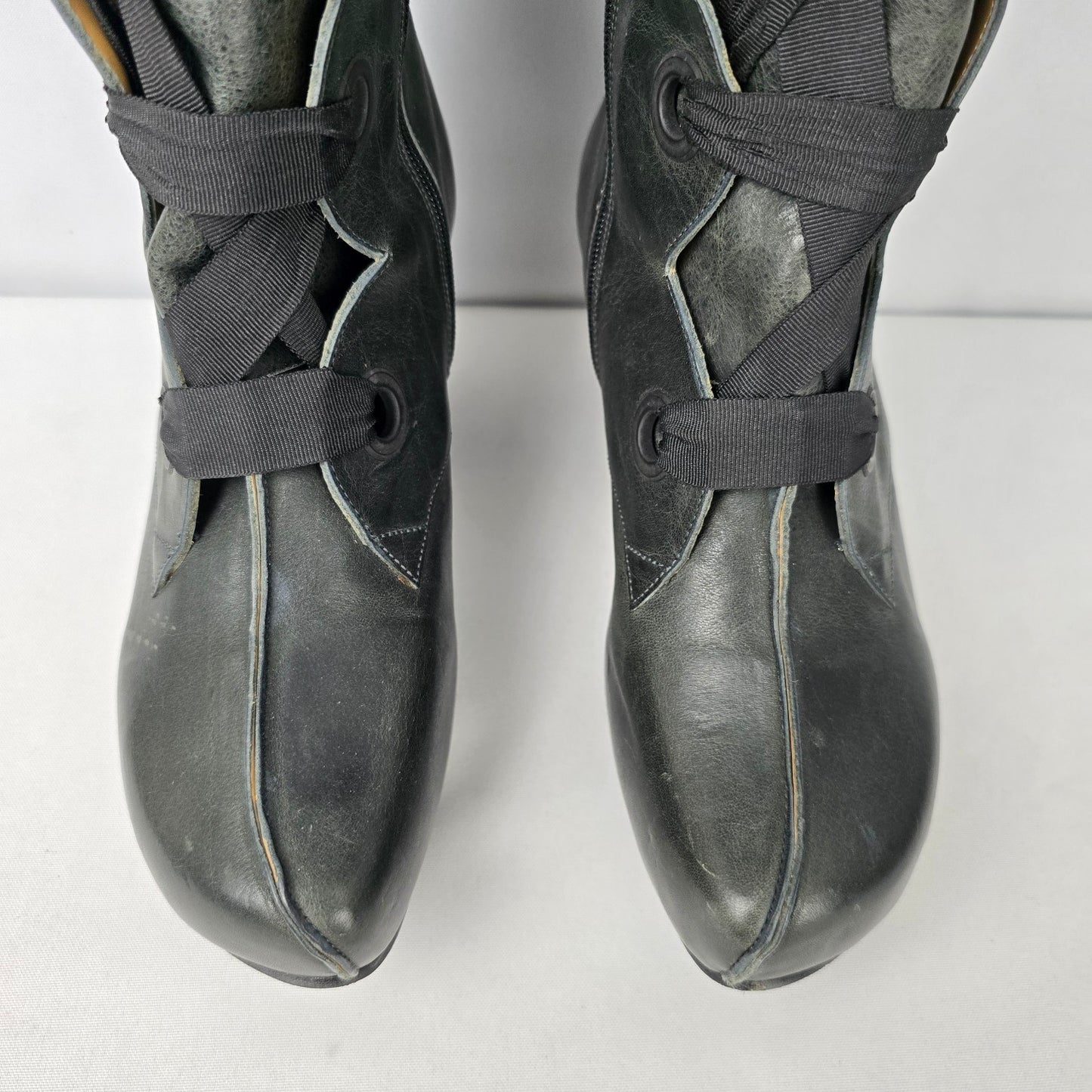 John Fluevog Grey Leather Prepare Compass Platform Lace-up Boots Size 10