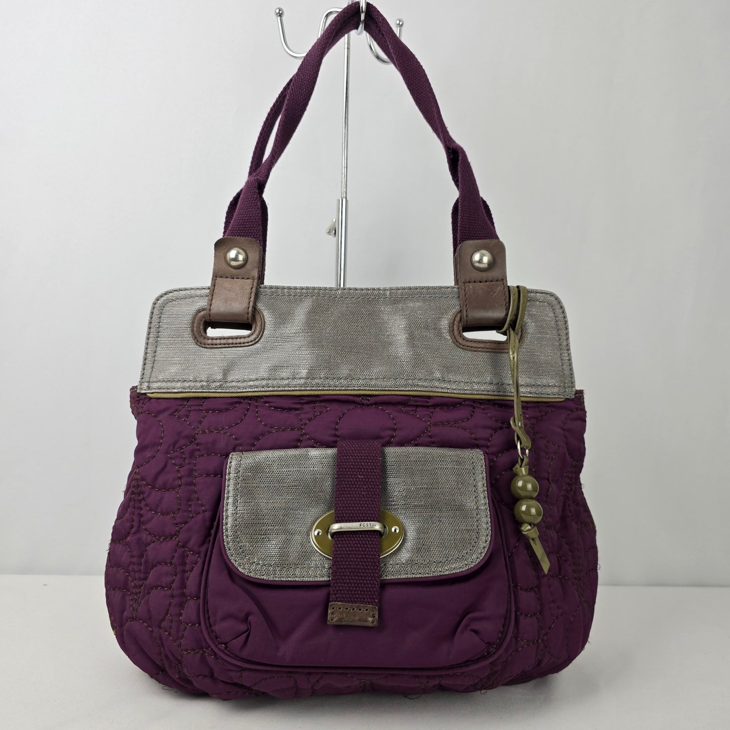 Fossil Purple & Grey Quilted Purse