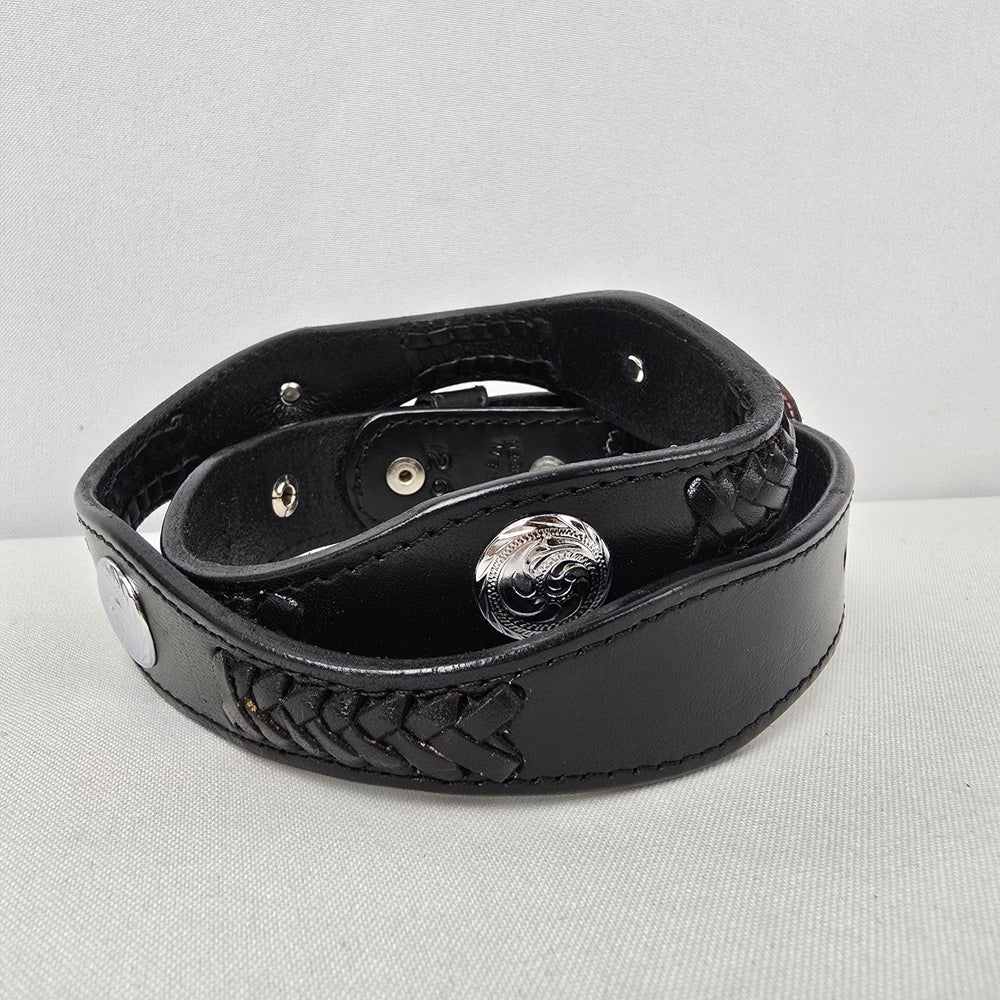 Black Leather Silver Studded Western Belt Size 26