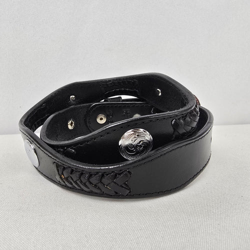 Black Leather Silver Studded Western Belt Size 26