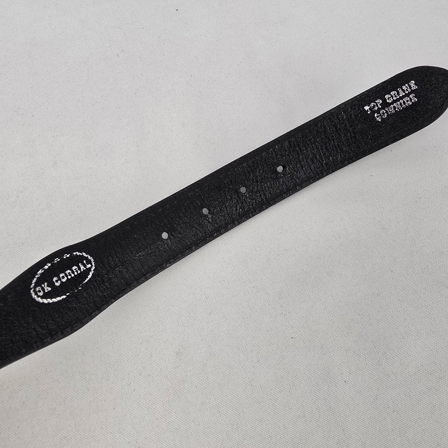 Black Leather Silver Studded Western Belt Size 26