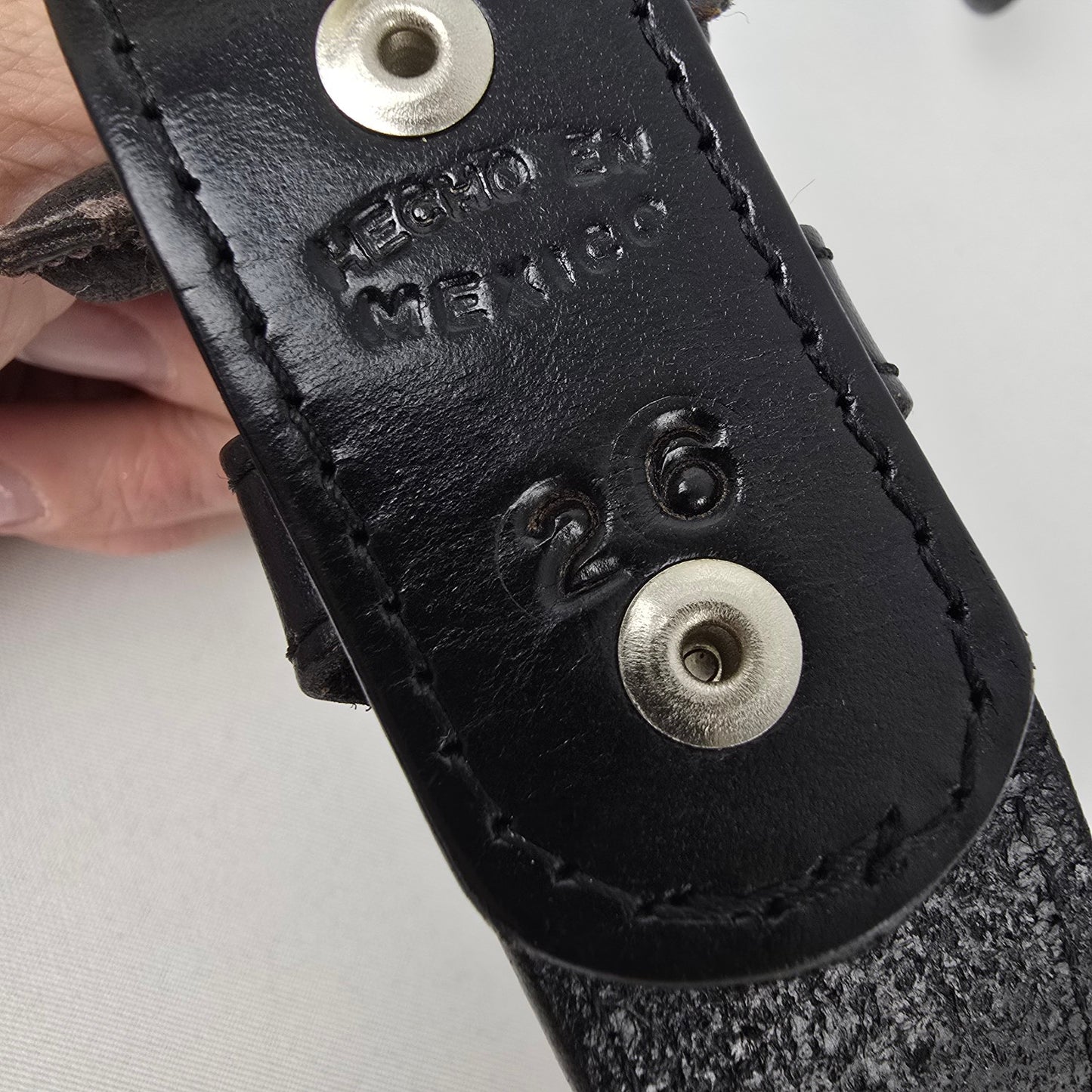 Black Leather Silver Studded Western Belt Size 26