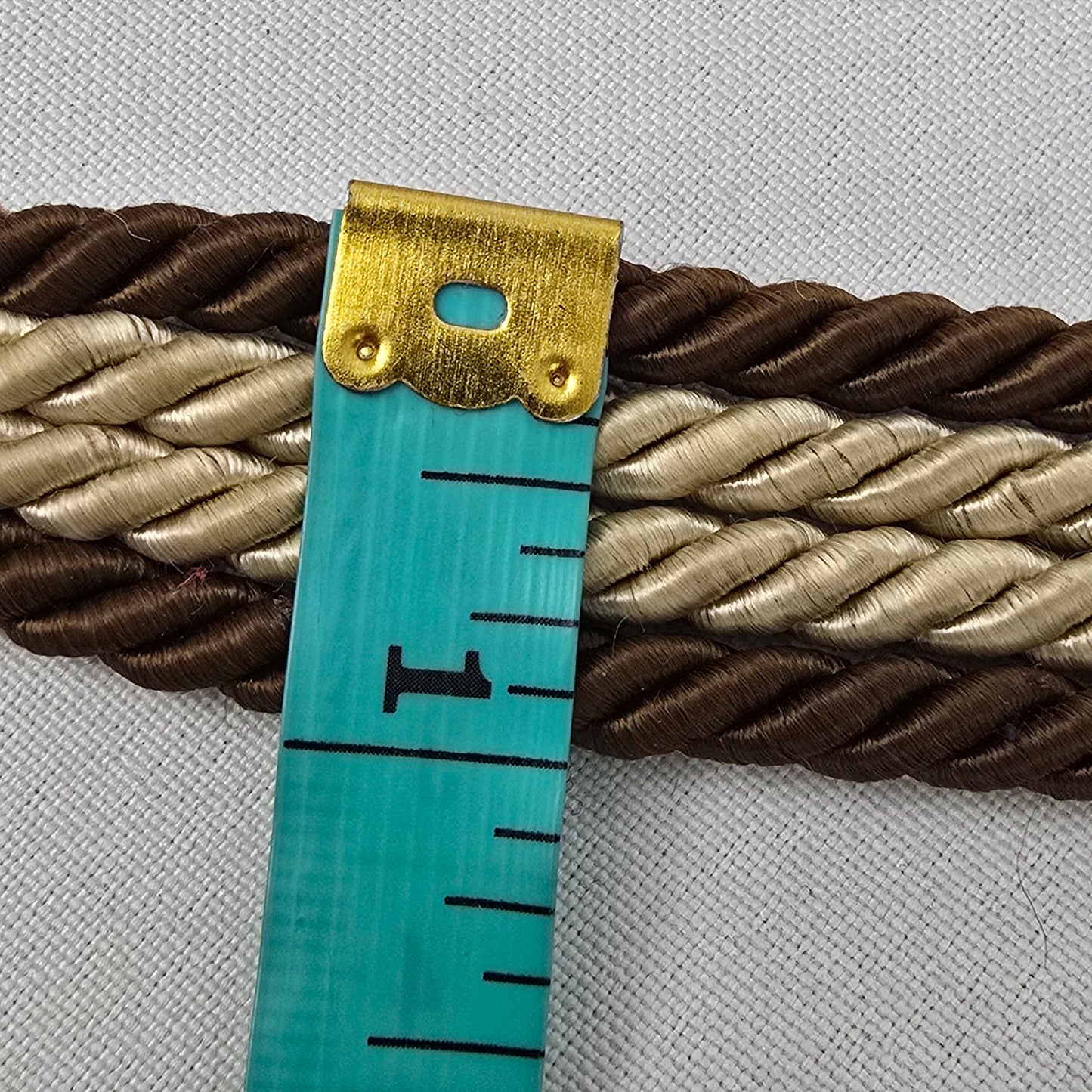 Vintage Gold Tone Brown & Taupe Rope Belt Size S