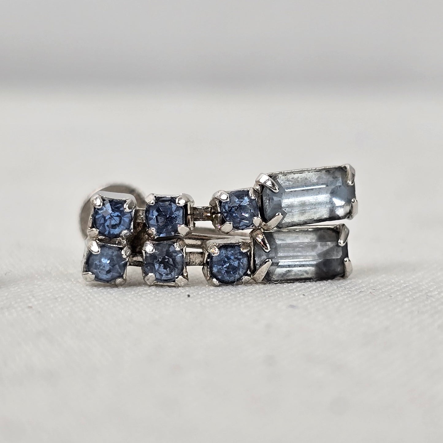 Vintage Continental Blue Crystal Screw Back Earrings