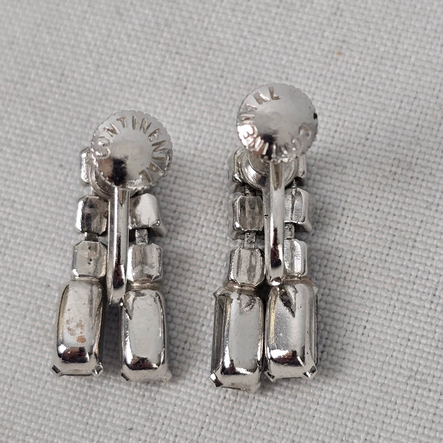 Vintage Continental Blue Crystal Screw Back Earrings