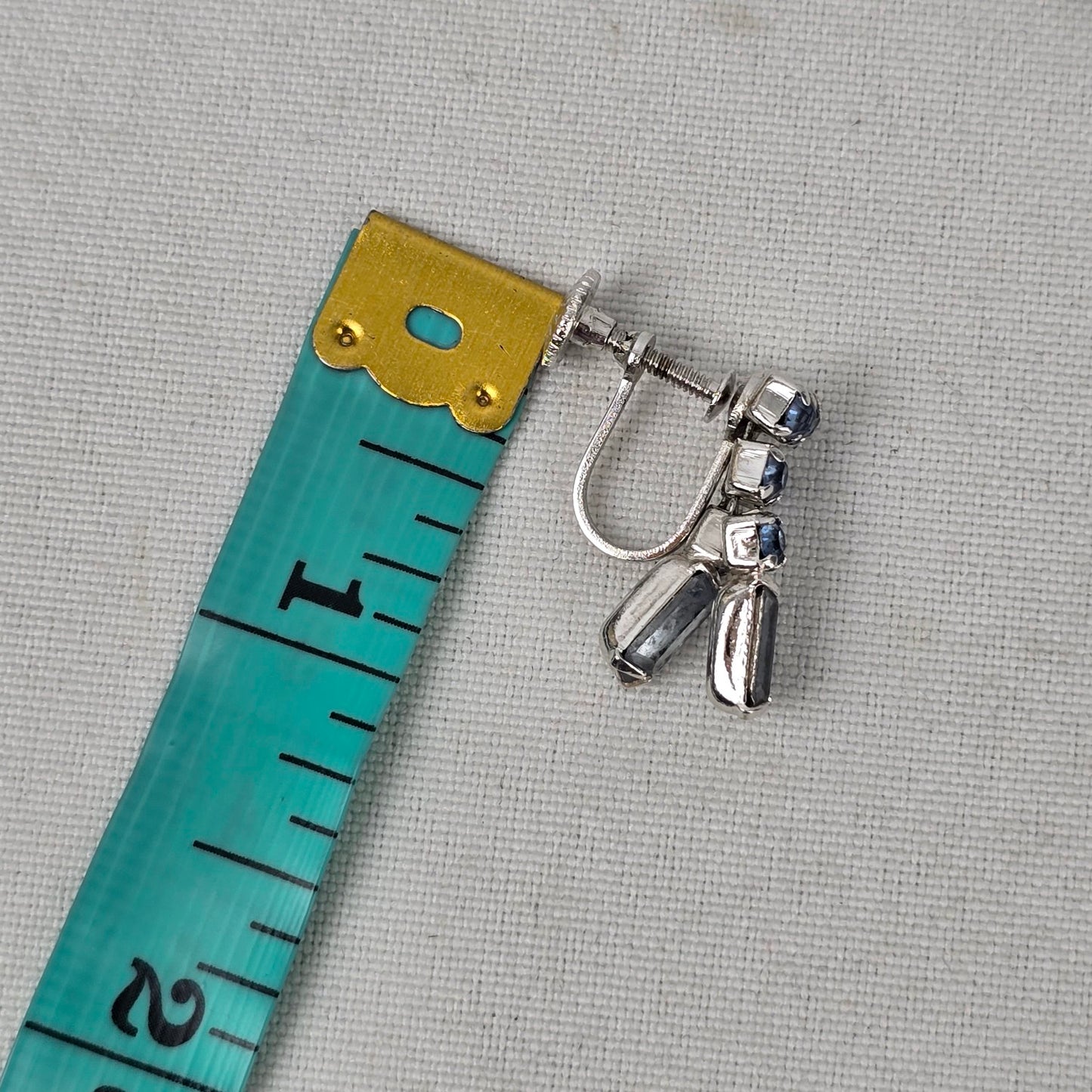 Vintage Continental Blue Crystal Screw Back Earrings