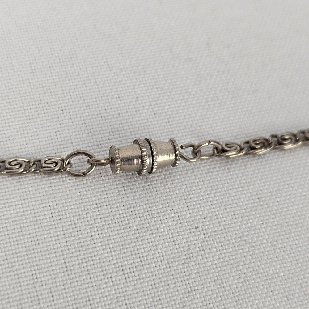 Vintage Silver Tone Bezel Set Crystal Chandelier Necklace