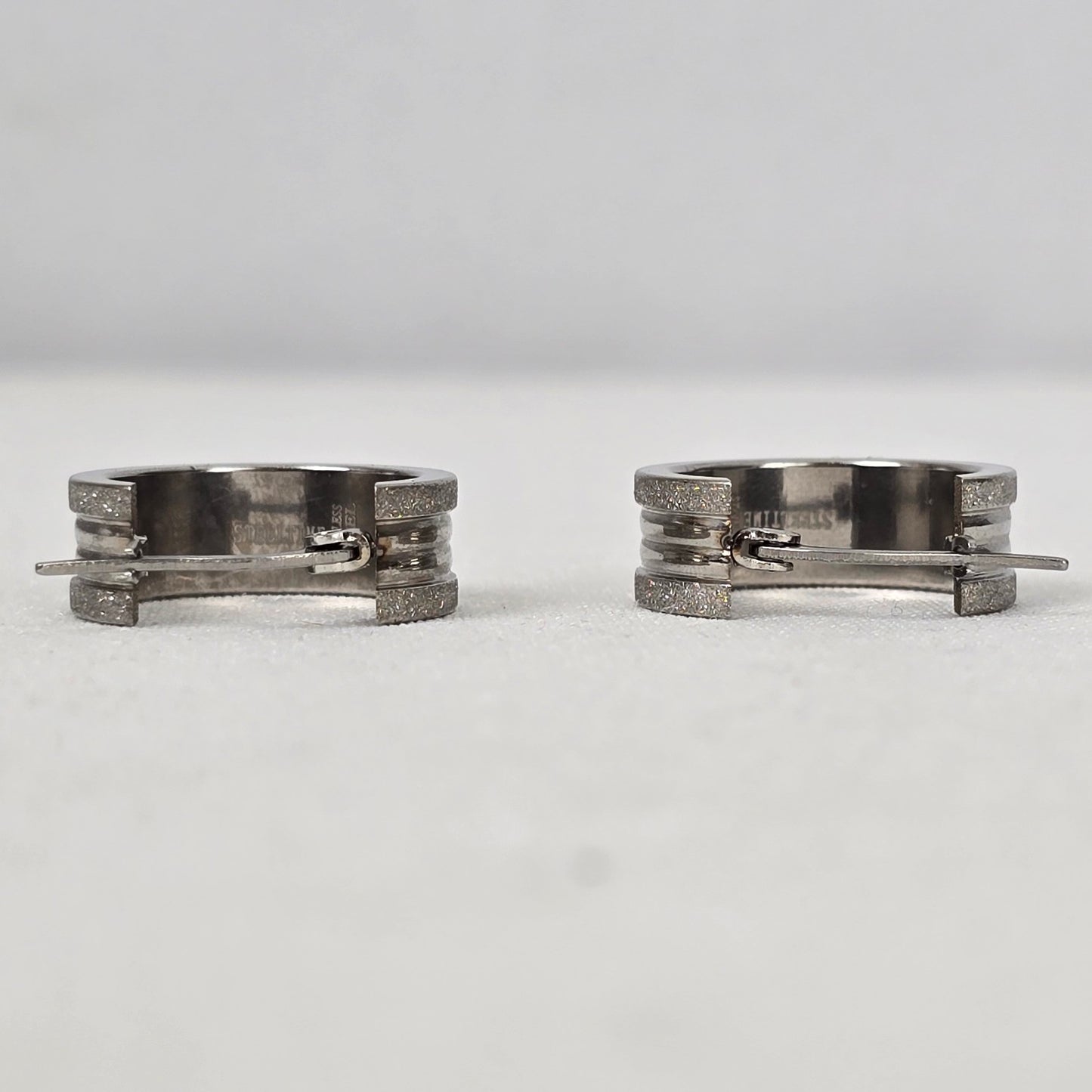 Steeltime Stainless Steel Silver Hoop Earrings