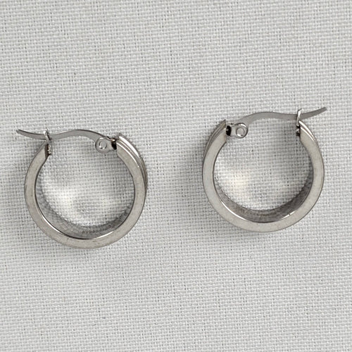 Steeltime Stainless Steel Silver Hoop Earrings