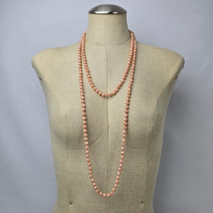 Peach Faceted Beaded Hand Knotted Long Necklace