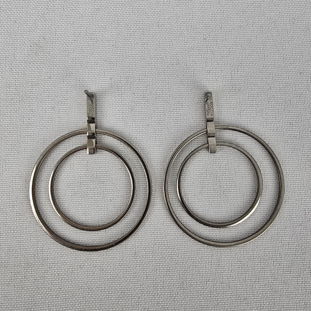 Boccia Titanium Silver Tone Hoop Earrings