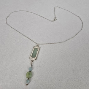 925 Sterling Sea Glass Pendant Beaded Chain Necklace
