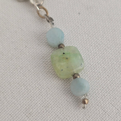 925 Sterling Sea Glass Pendant Beaded Chain Necklace