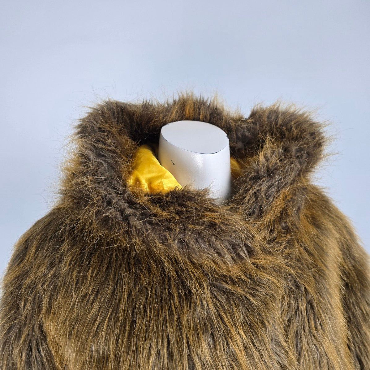 Retro Brown Faux Fur Hooded Jacket Size XL