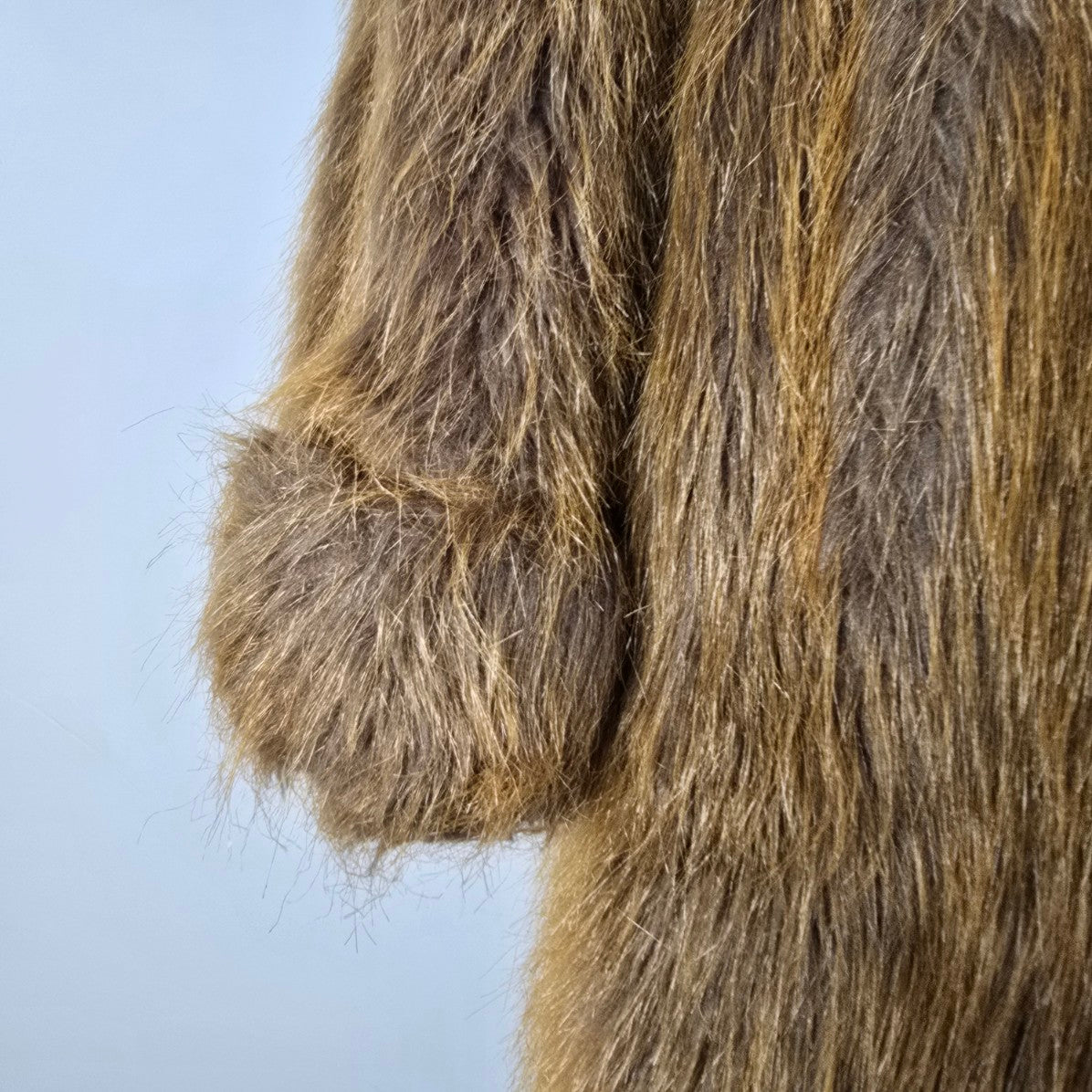 Retro Brown Faux Fur Hooded Jacket Size XL