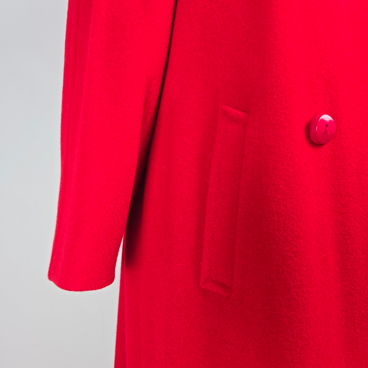 Vintage Lampert Red Wool Long Pea Jacket Size 14