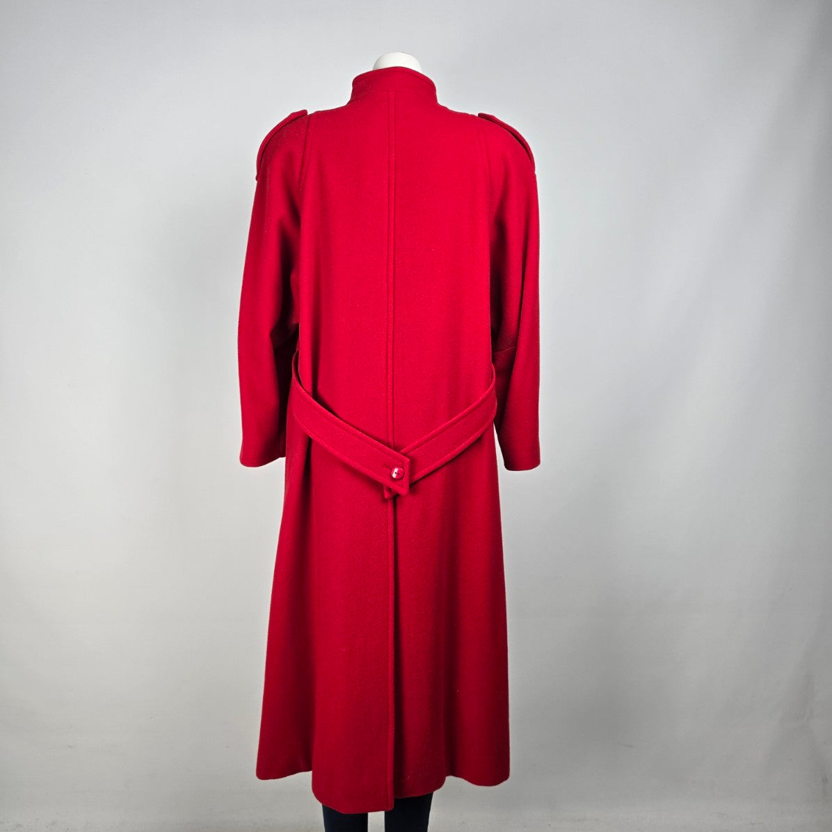 Vintage Lampert Red Wool Long Pea Jacket Size 14