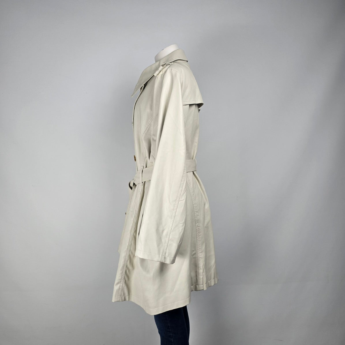 Penningtons Cream Vegan Leather Belted Trench Coat Size 2X