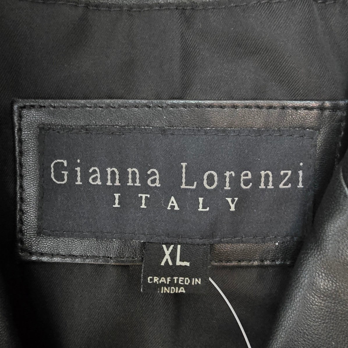 Gianna Lorenzi Black Leather Pea Coat Size XL