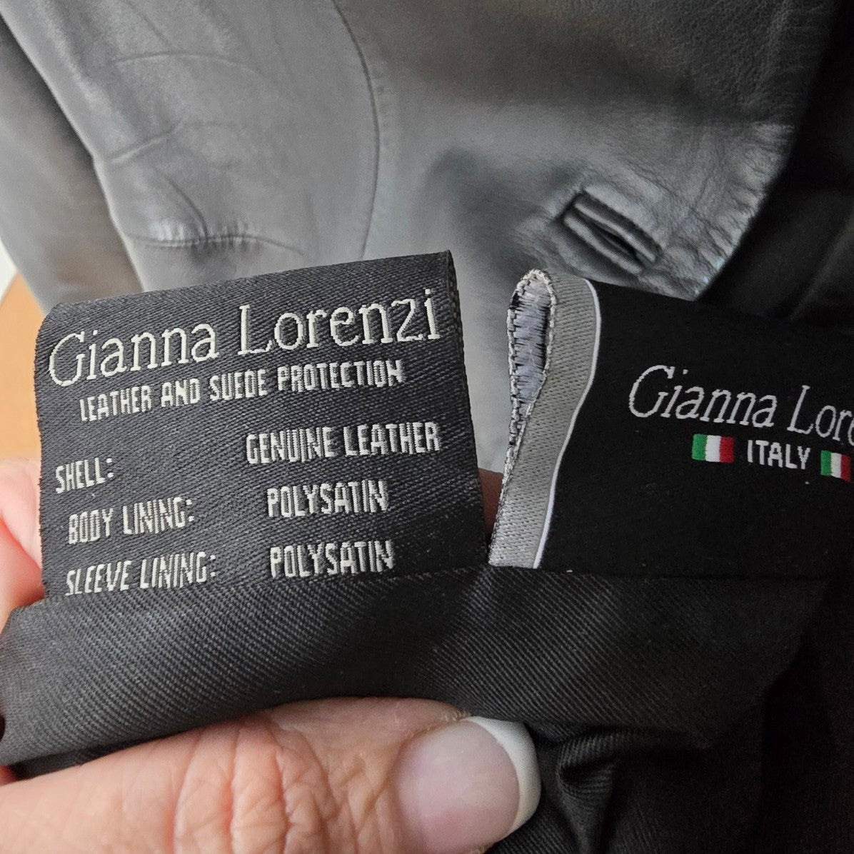 Gianna Lorenzi Black Leather Pea Coat Size XL