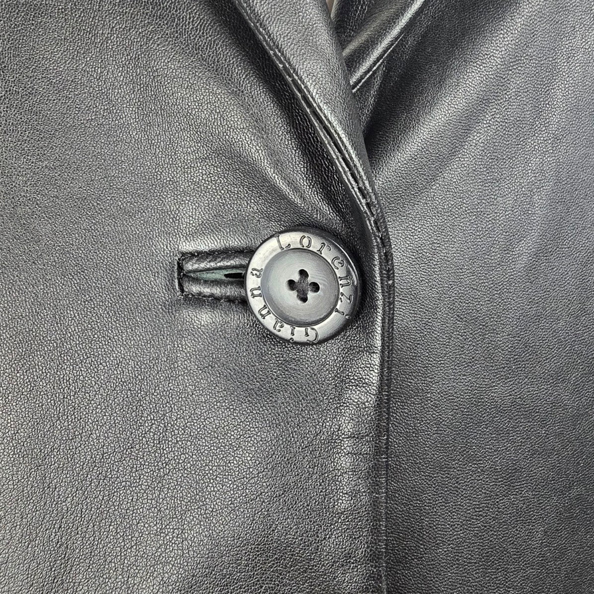 Gianna Lorenzi Black Leather Pea Coat Size XL